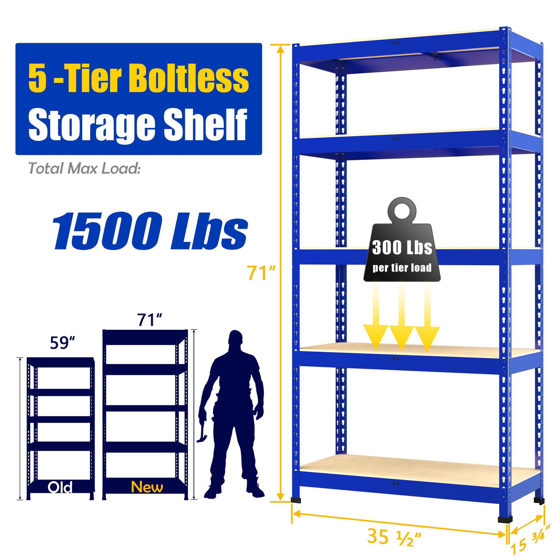 PrimeZone 16" D x 36" W x 72" H Heavy Duty Storage Shelves - 5 Tier Adjustable Garage Storage Shelving, Metal Storage Utility Rack Shelf Unit for - WoodArtSupply