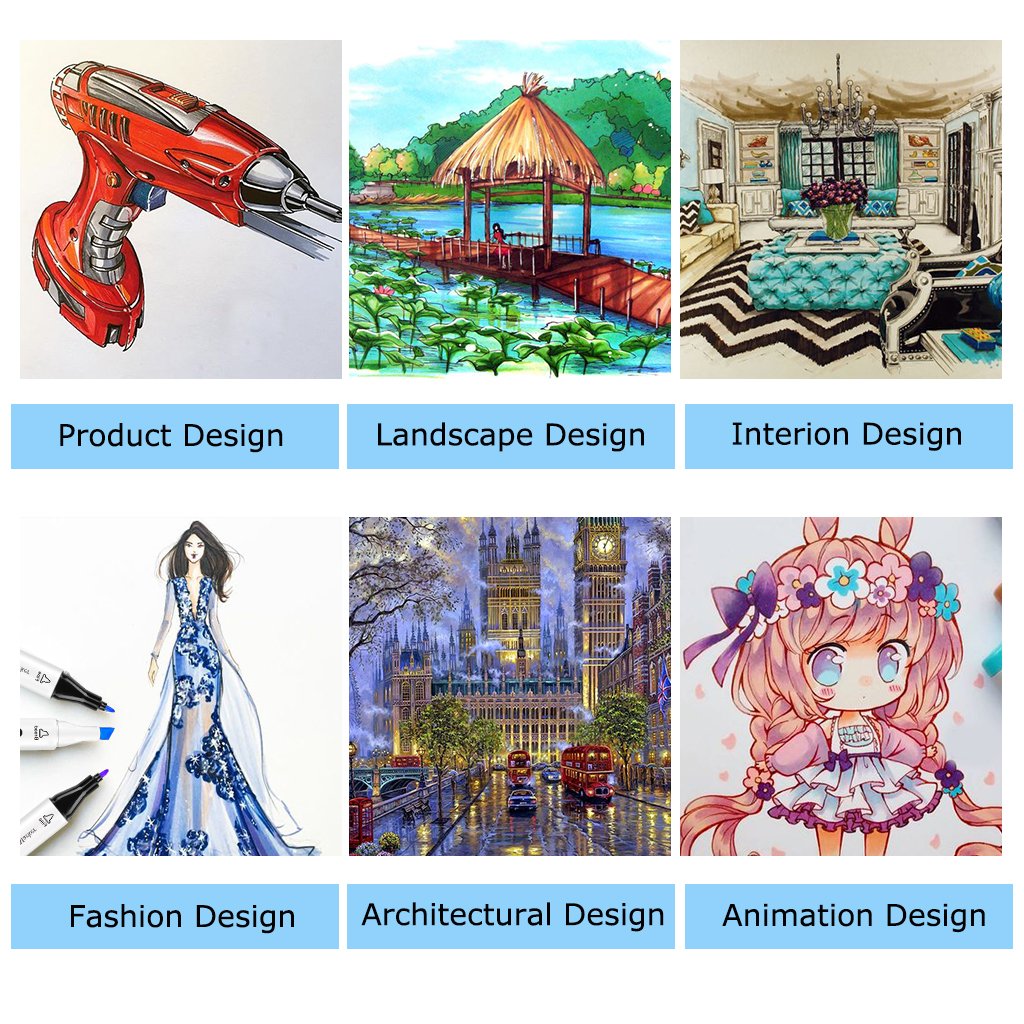 Caliart Markers, 100 Colors Dual Tip Art Markers Sketch Pens Permanent Alcohol Based, with Case for Adult Kids Halloween Drawing Sketching (White Caliart