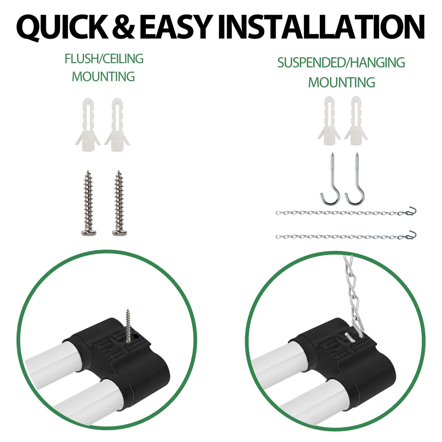 BBOUNDER 4 Pack Linkable LED Utility Shop Light, 4 FT, 4000 LM, 48 Inch Integrated Fixture for Garage, 40W Equivalent 250W, 5000K Daylight, Surface + BBOUNDER