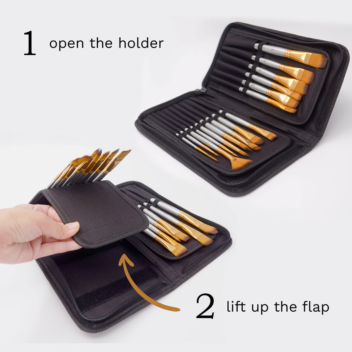 MyArtscape Artist Quality Painting Set - Acrylic Paint - 12 x 12ml Tubes - paired with Short Handle Artist Paintbrushes with Travel Holder MyArtscape