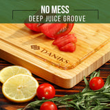 Daniks 100% Organic Bamboo Cutting Board for Kitchen | Heavy Duty Wood Chopping Board | Extra-Thick Cutting Board for Serving, Meat and Veggies | Daniks