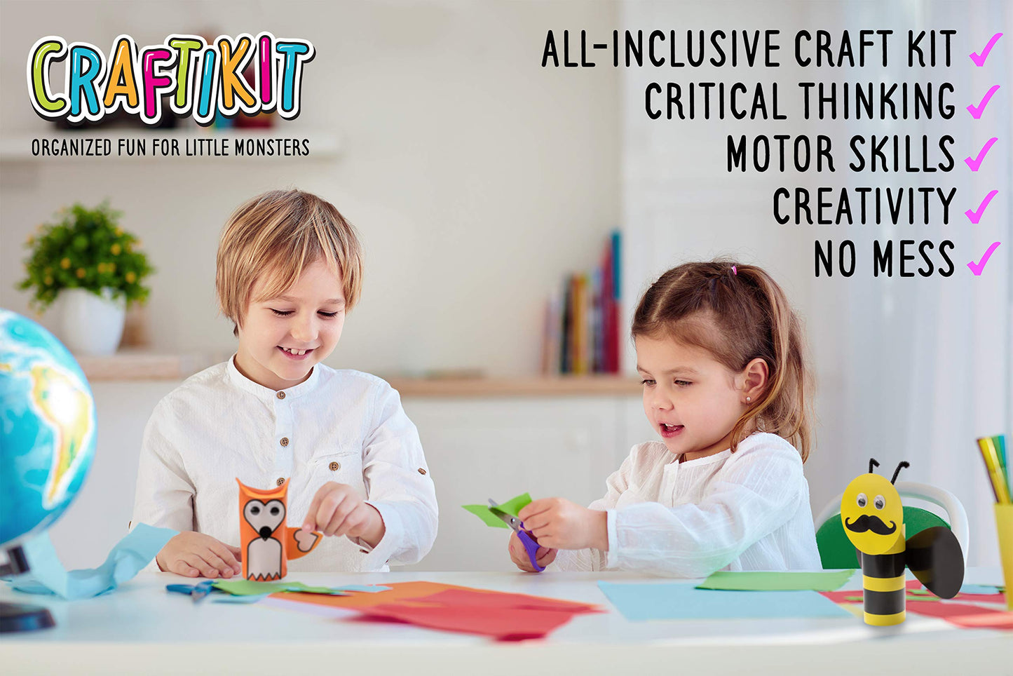 Craftikit ® 20 Award-Winning Toddler Arts and Crafts for Kids Ages 4-8 Years, All-Inclusive Animal Craft Kits, Fun Toddler Crafts Box for Girls,