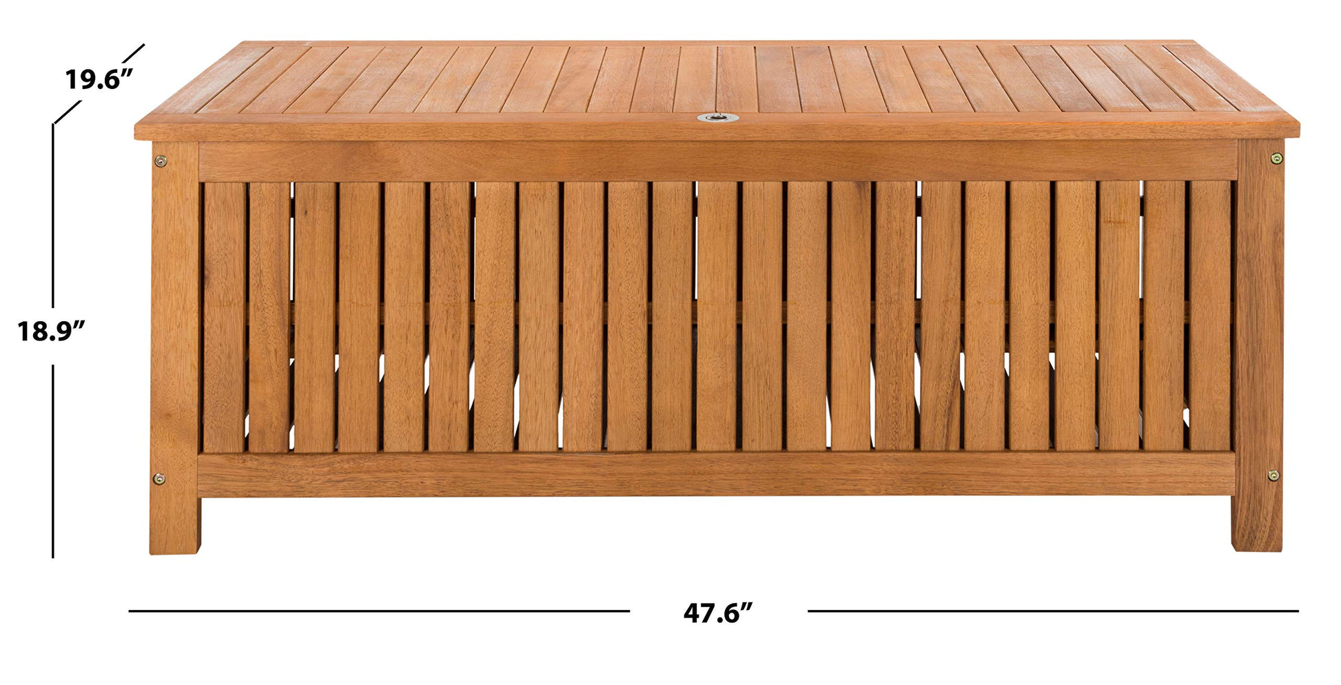 Safavieh PAT7037A Outdoor Collection Abri Teak 47.63" Cushion Deck Box, Natural - WoodArtSupply