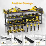 POKIPO Large Power Tool Organizer Wall Mount, Heavy Duty Widen Drill Holder, 4 Layers Cordless Tool Storage Rack, Utility Racks Shelf for Garage POKIPO