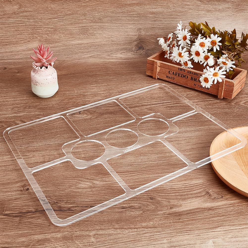 BENECREAT 9 Pocket Acrylic Valet Tray Router Templates for Woodworking 15×11.2×0.2inch Clear Router Inlay Template Rectangle Acrylic Router Jig DIY BENECREAT