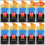 AROIC Acrylic Painting Brush Set, 10 Packs / 120 Pcs, Nylon Brush Head, Suitable for Oil and Watercolor, Perfect Suit of Art Painting, Best Gift for AROIC