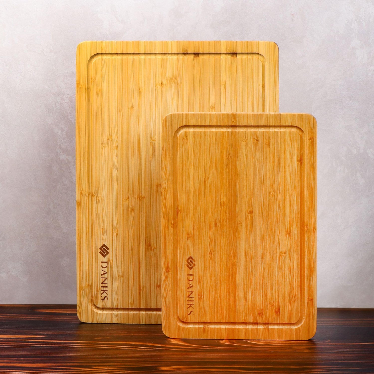 Daniks 100% Organic Bamboo Cutting Board for Kitchen | Heavy Duty Wood Chopping Board | Extra-Thick Cutting Board for Serving, Meat and Veggies | Daniks