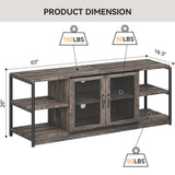 IDEALHOUSE TV Stand for 65+ Inch TV, Industrial Entertainment Center TV Media Console Table, Farmhouse TV Stand with Storage and Mesh Door, TV IDEALHOUSE