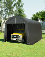 KING BIRD 10' x 20' Heavy Duty Carport Round Style Outdoor Instant Garage Anti-Snow Car Canopy with Reinforced Ground Bars KING BIRD