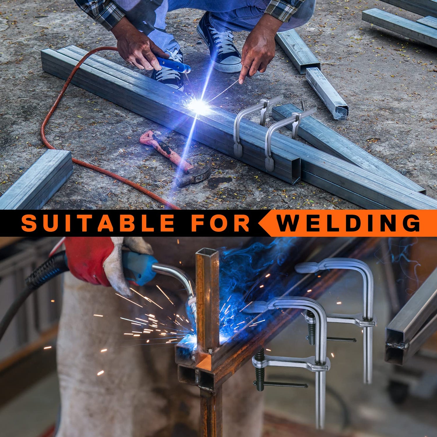 Jorgensen Bar Clamps, 6-Inch Light-duty Drop Forged Steel Bar Clamps for Woodworking and Welding, 2 Pack Jorgensen