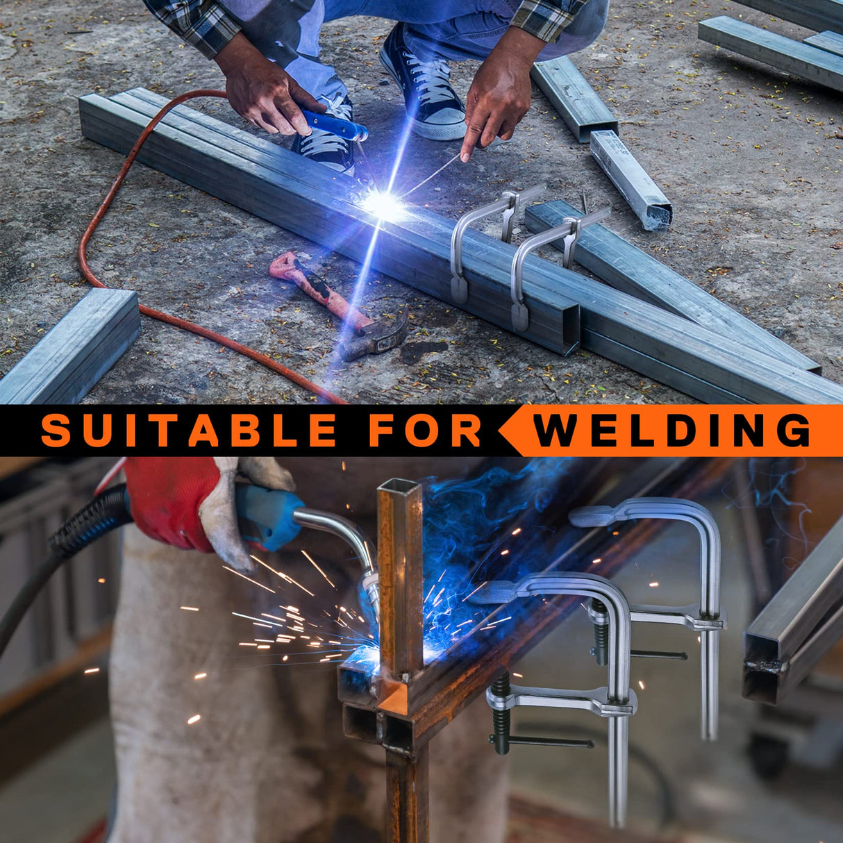 Jorgensen Bar Clamps, 6-Inch Light-duty Drop Forged Steel Bar Clamps for Woodworking and Welding, 2 Pack Jorgensen