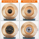 Pomsare Upgraded 4PCS Wood Grinding Wheel for 4" or 4 1/2" Angle Grinder, Grinder Wheel Shaping Disc w/Chain Attachment, Wood Carving Disc Tool for Pomsare