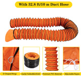 Utility Blower Fan, 10 inch Ventilator Blower, 2800/3300RPM Extractor Fan Blower, Portable Industrial High Velocity Blower-with 32.8 ft/10 m Duct Yellulu