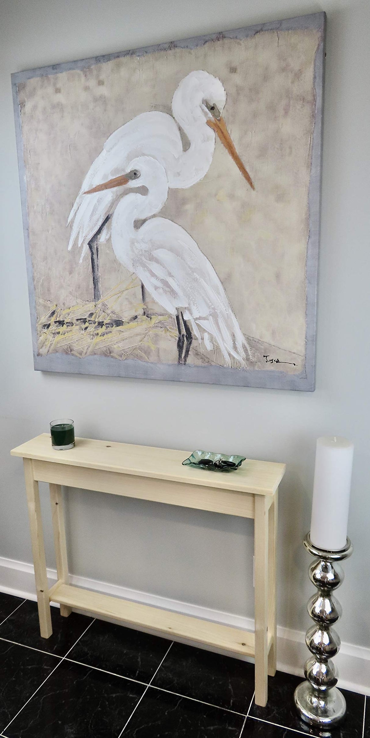 36" Narrow Console Sofa Table - Unfinished Foyer Pine Table With Bottom Storage Shelf Generic