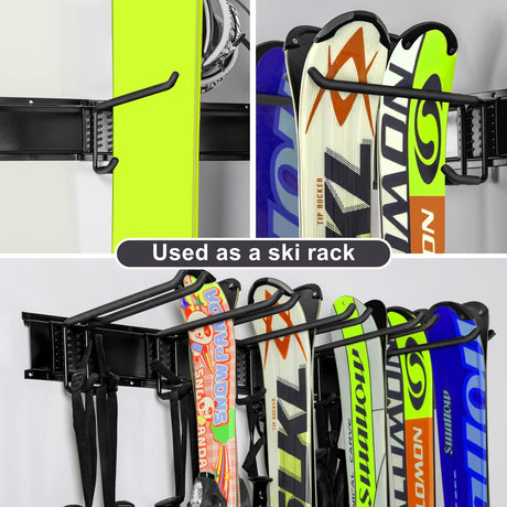 TORACK Garage Storage Organizer Systems, Wall Mount Overhead Shelving, 48 inch Heavy Duty Steel Tool Racks, 6-Pack 12'' Double Hooks, 48 inch by 7 TORACK