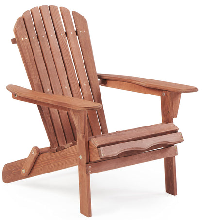 Wooden Folding Adirondack Chair, Half Pre-Assembled Wood Patio Lounge Chair for Outdoor Garden Backyard Porch Pool Deck Firepit