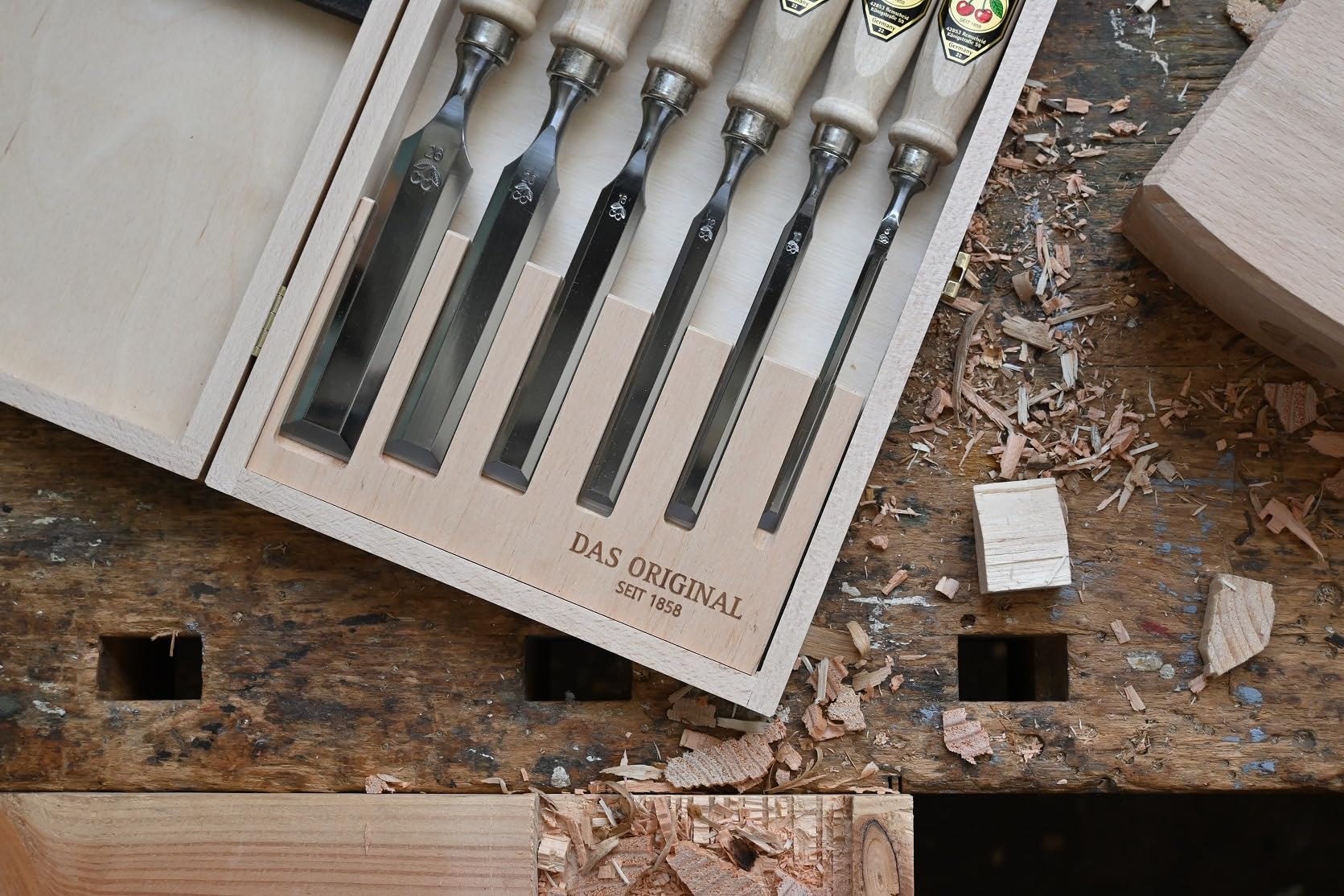 Kirschen 1101000 6-Piece Chisel Set in Wood Box - WoodArtSupply