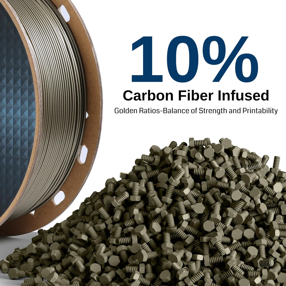 SainSmart Carbon Fiber PETG Filament, 1.75mm 3D Printing Filament, Rigid, Lightweight, Heat-Resistant and Abrasive, for Most FDM 3D Printers, SainSmart