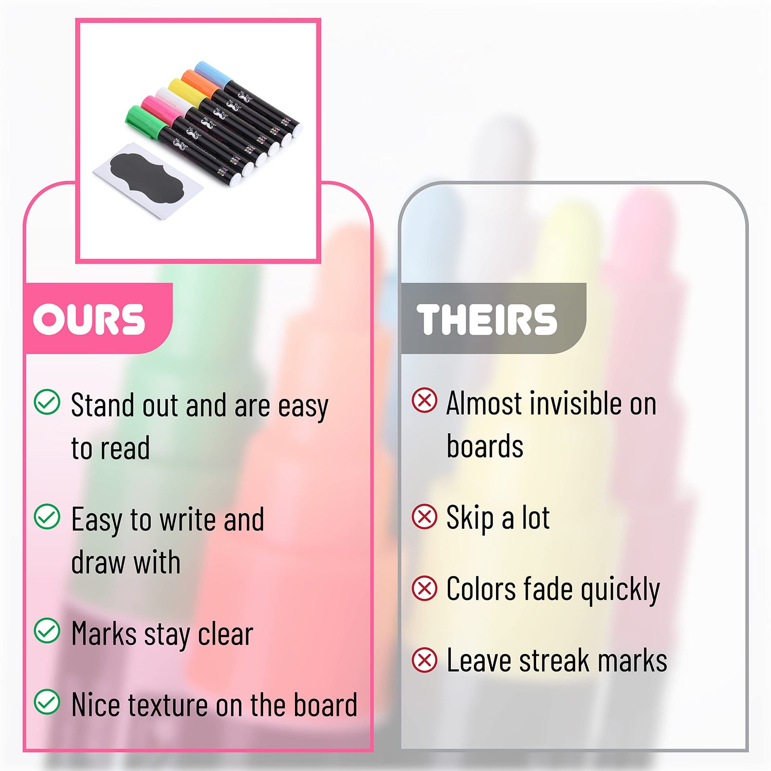 Mr. Pen- Chalk Markers, 6 Pack, Dual Tip, Vibrant Colors, 8 Labels, Chalkboard Markers, Liquid Chalk Markers, Chalk Pens, Chalk Markers for Mr. Pen