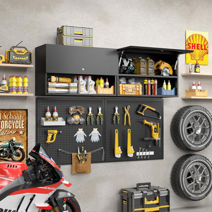 MetalMax Wall Cabinet Metal Garage Storage Wall Shelf Garage Storage Rack Metal Garage Locker Wall Mounted Locking Open Shelf Steel Storage Cabinet - WoodArtSupply