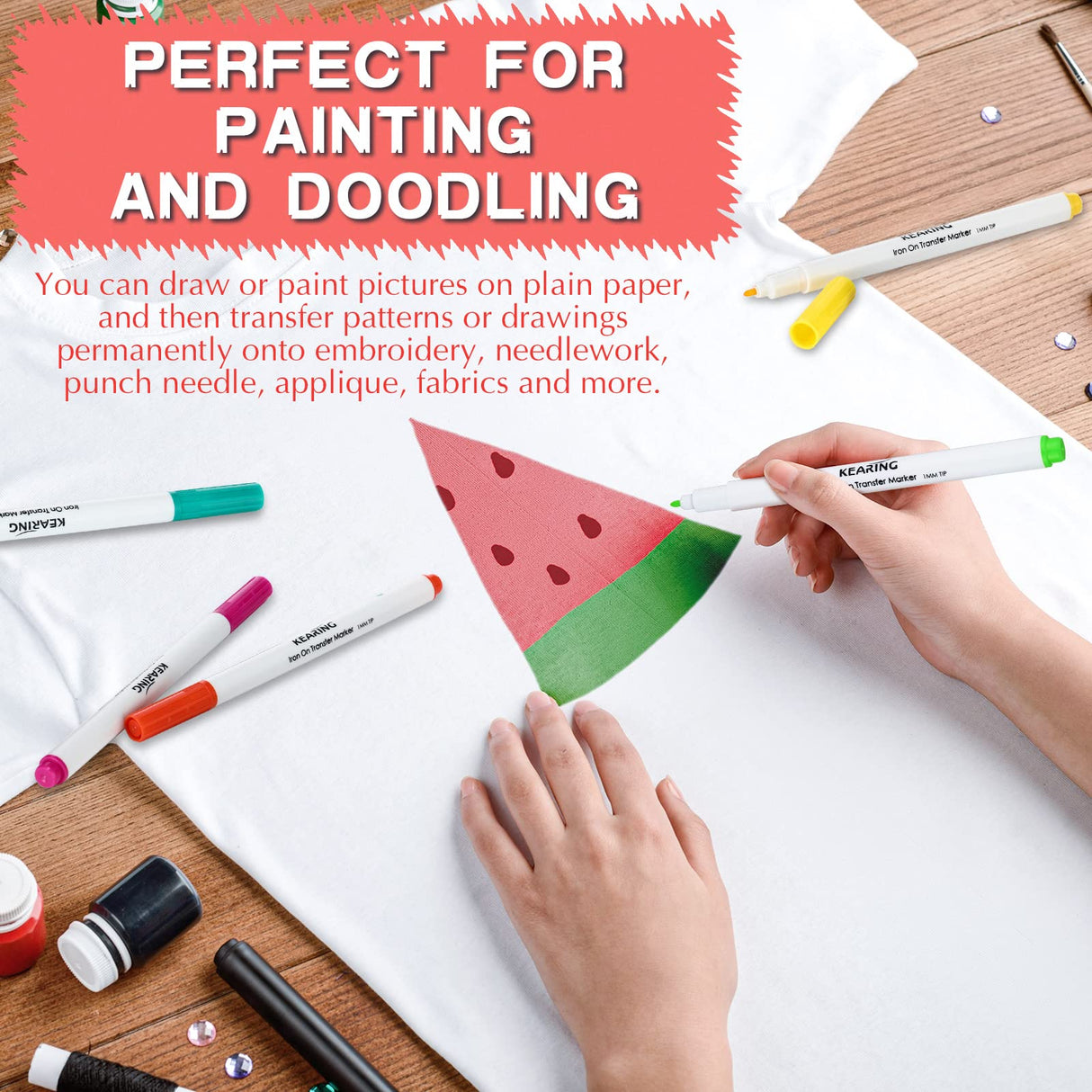 12 Pcs Iron on Transfer Markers Sublimation Markers Embroidery Transfer Pen Heat Transfer Fabric Marker Fade Resistant Infusible Ink Pen for T-Shirts Crtiin