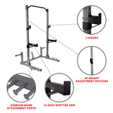 Sunny Health & Fitness Power and Squat Rack with High Weight Capacity, Olympic Weight Plate Storage and 360° Swivel Landmine and Power Band Sunny Health & Fitness