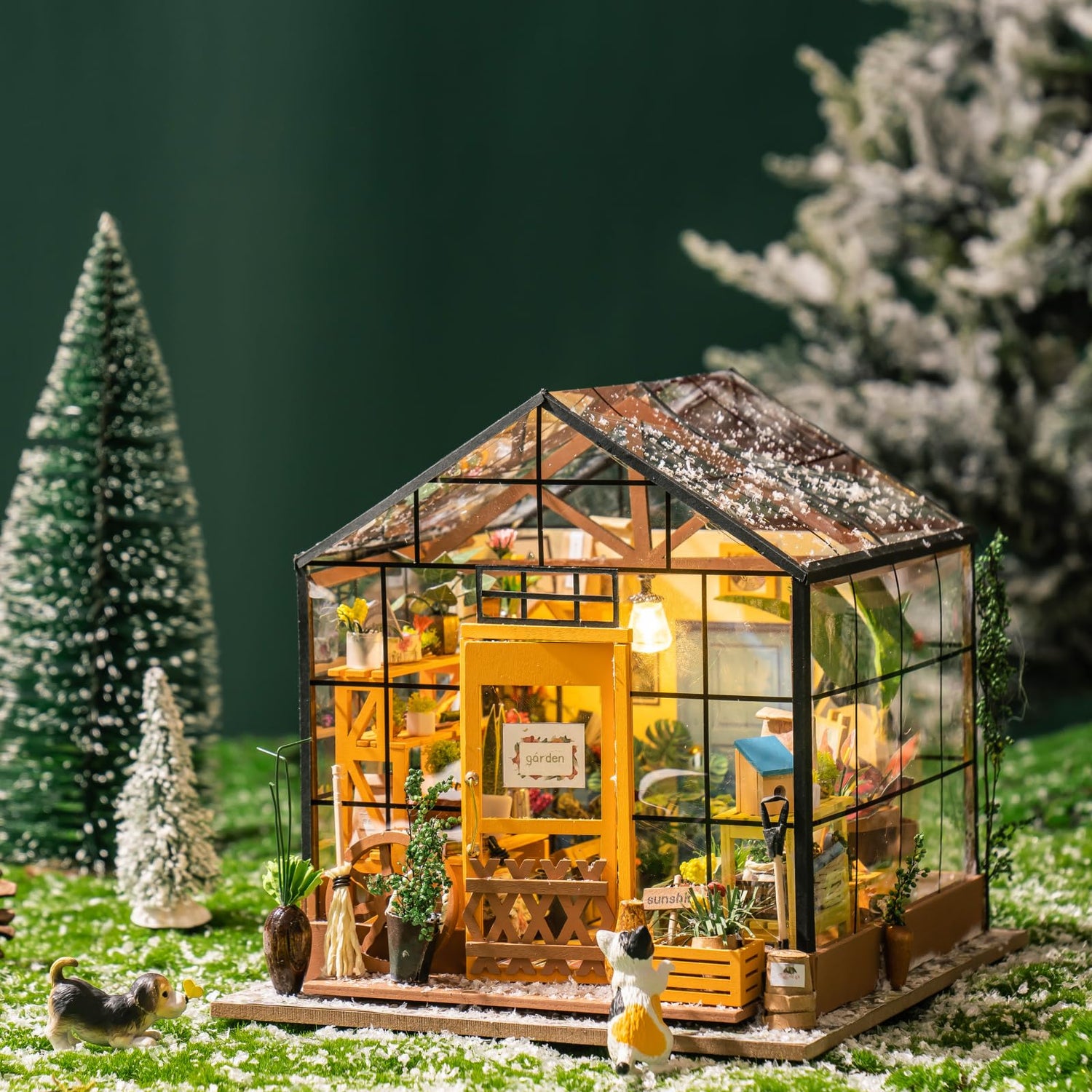 Rolife DIY Miniature House Kit Greenhouse, Tiny for Adults to Build, Mini House Making Kit with Furnitures, Halloween/Christmas Decorations/Gifts for Rolife