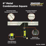 Johnson Level & Tool 406EM Professional Inch/Metric Combination Square, 6", Silver, 1 Square Johnson
