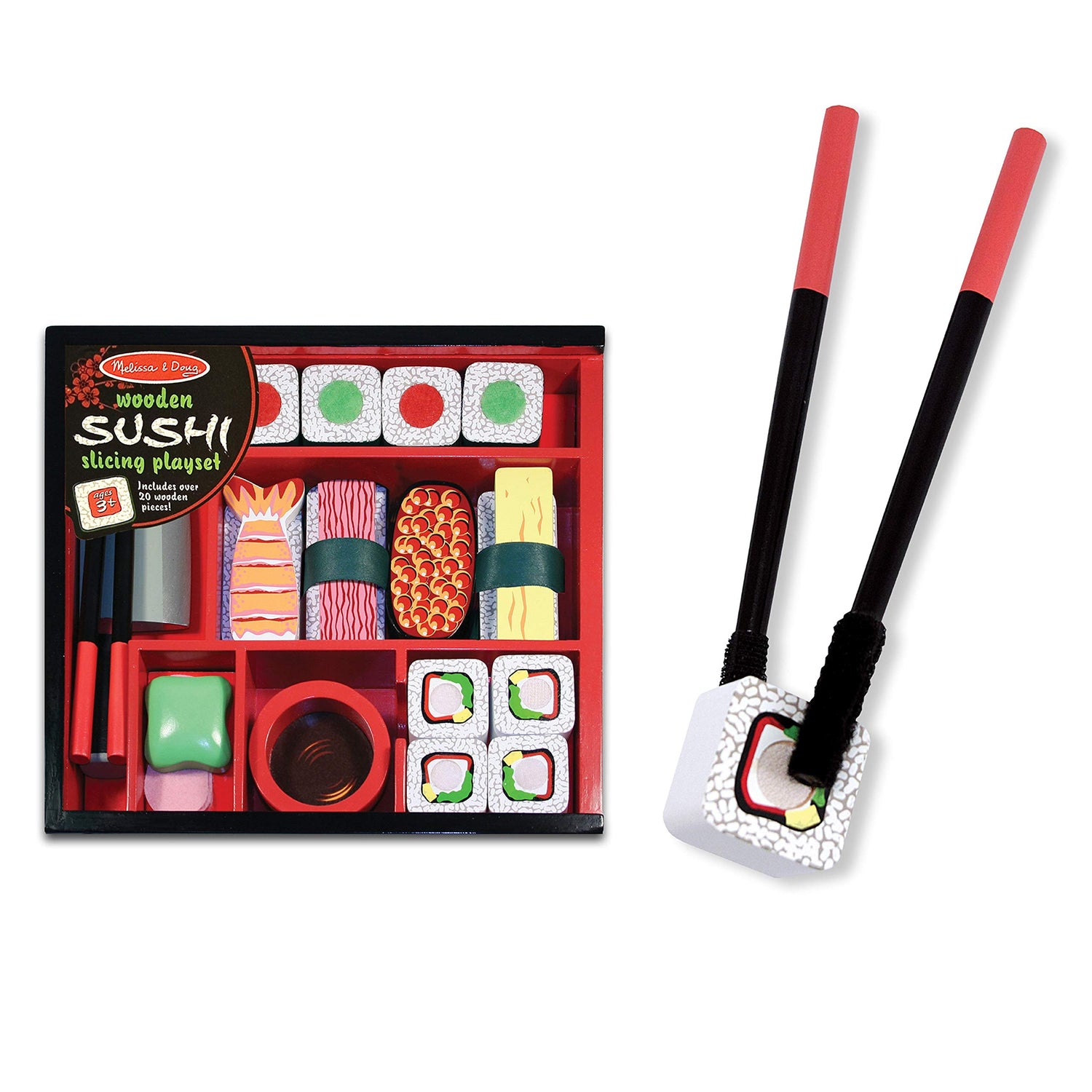 Melissa & Doug Sushi Slicing Play Food Set - Pretend Play Kitchen Toys, Wooden Sushi Food For Play, Pretend Sushi For Kids Ages 3+ Melissa & Doug