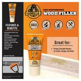 Gorilla All Purpose Wood Filler, 6oz Tube, Natural (Pack of 1) Gorilla