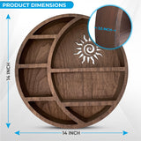 Wooden Crescent Sun Moon Shelf Wall Decor - Decorative Boho Home Hanging Display Shelf for Bedroom, Dorm, Nursery - Easy Mount Storage for Crystals Nimpro