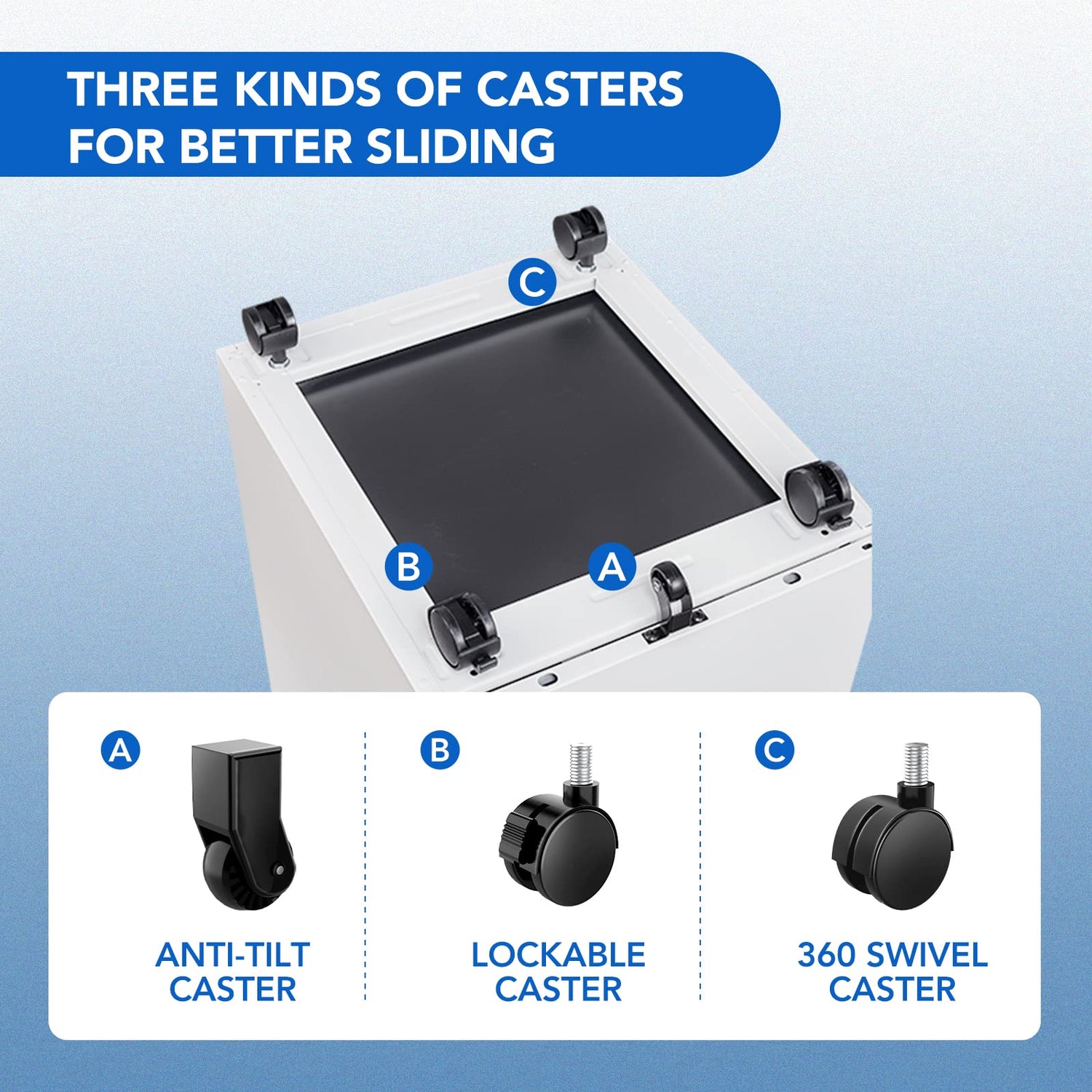 FLEXISPOT 3 Drawer Mobile File Cabinet for Home Office Under Desk Storage, Filing Cabinet with Lock Keys, File Organizer Cabinet for Legal/Letter/A4 FLEXISPOT