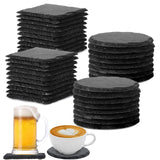 72 Pcs Slate Coasters Bulk 4 x 4 Inch 36 Square Black Stone Coasters 36 Round Drink Coasters Handmade Bar Coasters Natural Edge Cup Coaster with Anti Hoolerry