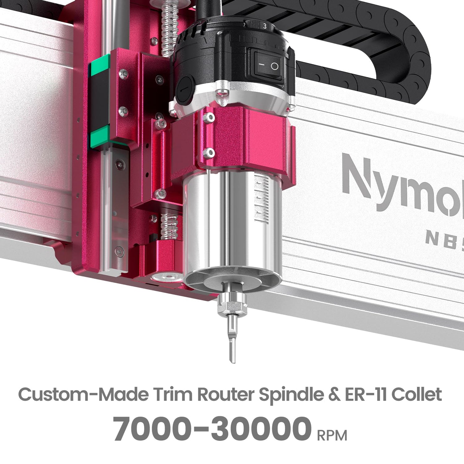 NymoLabs 7000-30000RPM CNC Router Spindle Motor with 1/8" ER11 Collet Set, 710W/110V, Upgraded for Most CNC Machines with 65mm Spindle Mount NYMOLABS