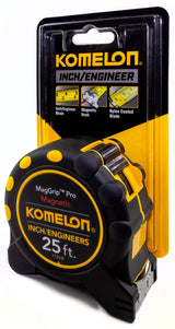 Komelon 7125IE; 25' x 1" Magnetic MagGrip Pro Tape Measure with Inch/Engineer Scale, Yellow/Black Komelon