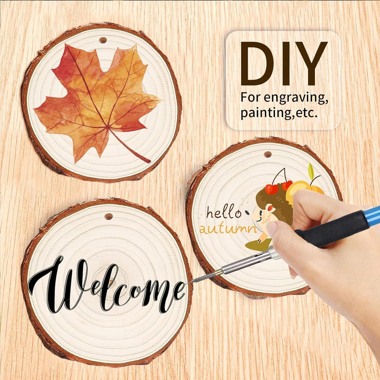 Natural Wood Slices - 30 Pcs 3.5-4 inches Craft Unfinished Wood kit Predrilled with Hole Wooden Circles for Arts Wood Slices Christmas Ornaments DIY Brmeday