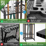 Sttoraboks Garden Tool Organizer, Yard Tool Tower Rack for Garage Organization and Storage, Up to 35 Long-Handled Tools/Rakes/Brooms, Heavy Duty Sttoraboks