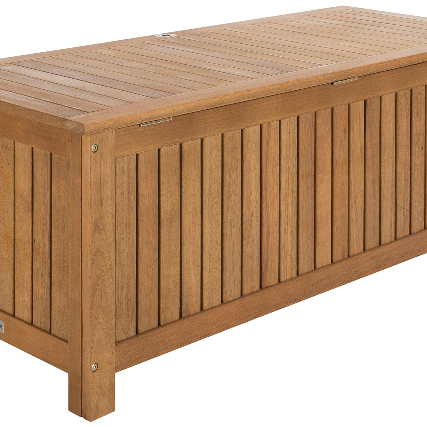Safavieh PAT7037A Outdoor Collection Abri Teak 47.63" Cushion Deck Box, Natural Safavieh