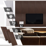 Frienda 6 Pcs 47.2 x 23.6 Inch Acoustic Wood Wall Panels Decorative Soundproof Wall Panels 3D Slat Wood Panels for Home Office Cinema Interior Wall Frienda
