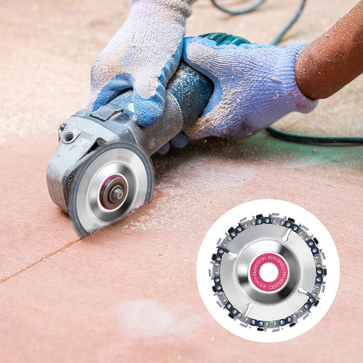 3 Pieces 5/8 Inch Wood Carving Chain Disc 4 Inch 22 Teeth Saw Blade Grinder Wood Carving Disc for 4 Inch/ 4-1/2 Inch Angle Grinder Grinding Shaping Honoson