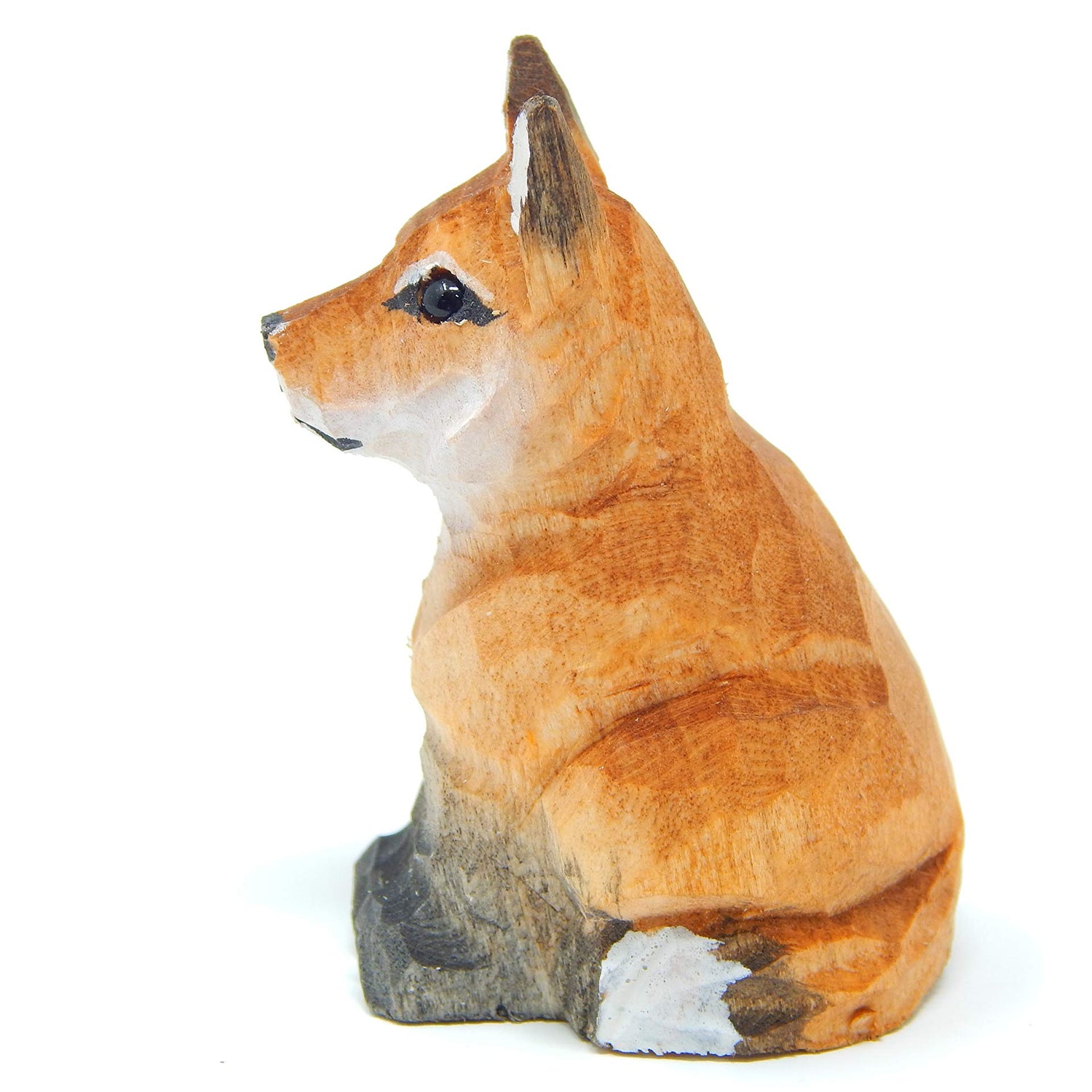 Selsela Red Fox Figurine Statue Small Wood Art Sculpture Decoration Art Carving Miniature Animals Selsela