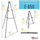 U.S. Art Supply 66" High Showroom Black Aluminum Display Easel and Presentation Stand - Large Adjustable Height Portable Tripod, Holds 25 lbs - Floor US Art Supply