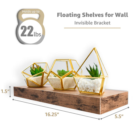 Sorbus Elegant Set of 3 Rustic Floating Shelves for Stylish Storage and Display Sorbus