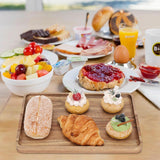 2 PCS Solid Acacia Wood Serving Trays Rectangular Wooden Serving Platters Natural Wooden Boards for Bar Coffee Party 13 * 9 inch （Wood Log Color） Charmlife