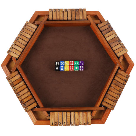 Juegoal Wooden Shut The Box Dice Game for 1-6 Players, Upgrade Tabletop Board Game with 12 Dice for Kids Adults Families, Classics Travel Portable Juegoal