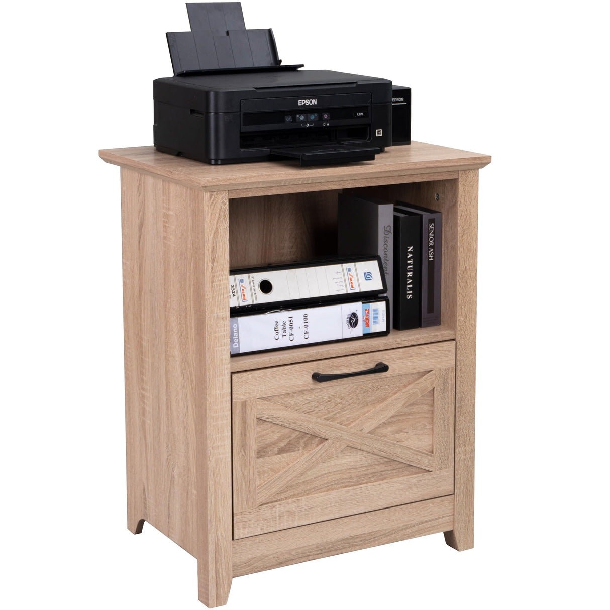 PrimeZone 30" Tall Nightstand for King & Queen Bed with Storage Drawer & Open Cubby - Beige Wood End Table Bedside Table for Living Room, Bedroom, PrimeZone