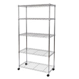Seville Classics 5-Tier Wire Shelving with Wheels, 5-Tier, 30"" W x 14"" D (NEW MODEL), Chrome Plating, Plated Steel Seville Classics