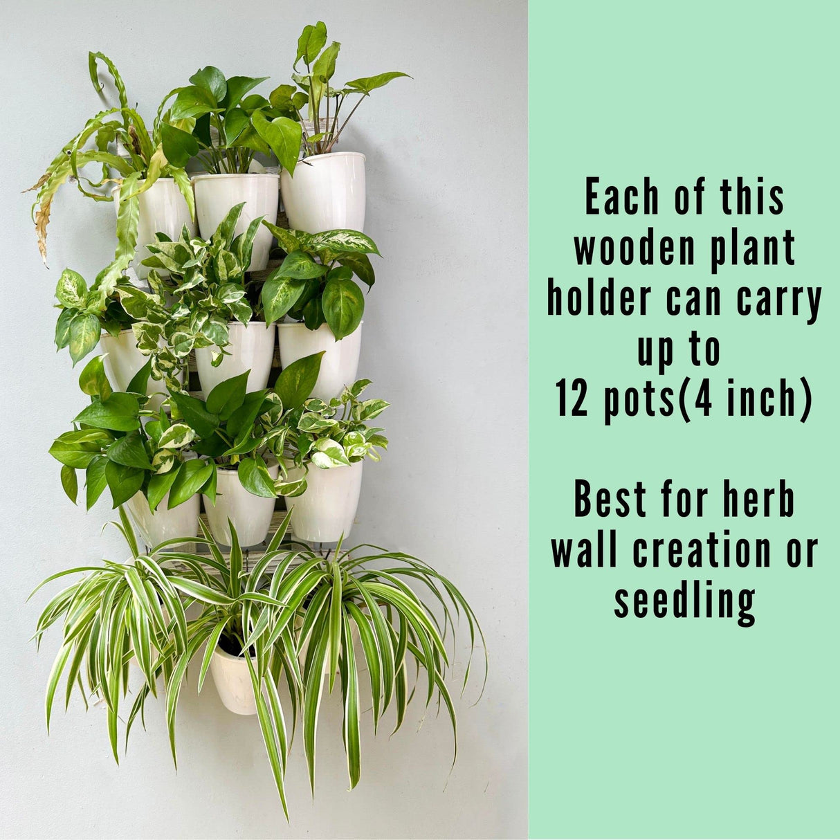 ShopLaLa Wooden Wall Planter - 2 Pack Wall Hanging Planters for Outdoor Plants Rustic White Wall Mounted Wood Ladder for Flower Pots Holder Vertical ShopLaLa