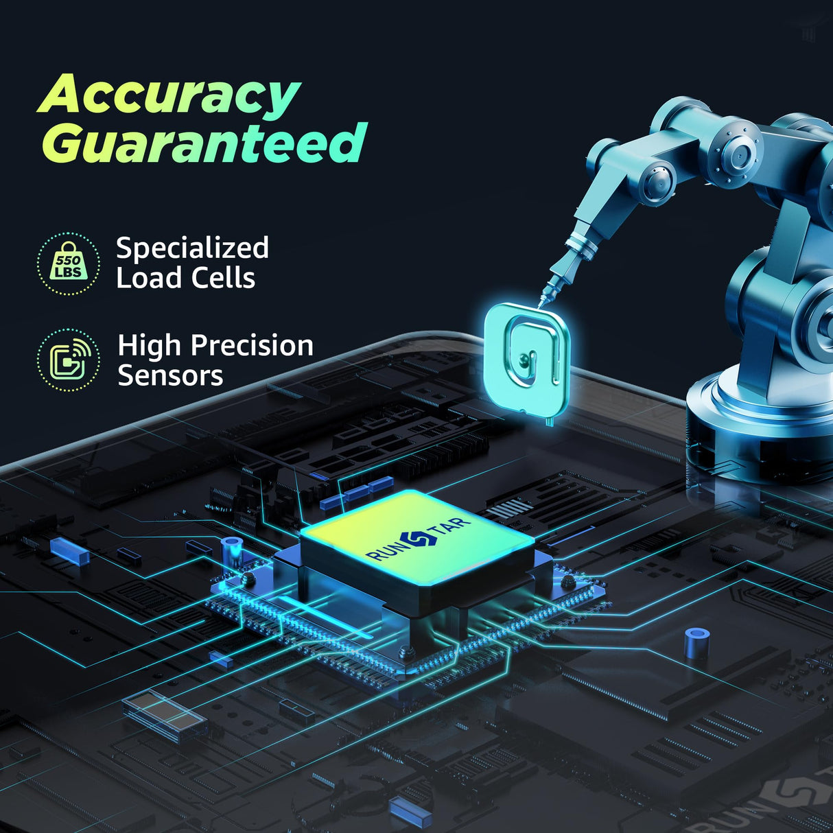 RunSTAR 550lb Bathroom Digital Scale for Body Weight with Ultra-Wide Platform and Large LCD Display, Accurate High Precision Scale with Extra-High runstar