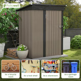 Patiowell 5x3 FT Outdoor Storage Shed, Tool Shed with Sloping Roof and Lockable Door, Metal Shed for Backyard Garden Patio Lawn, Brown Patiowell